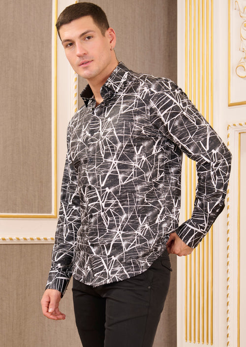 White Foiled "Mirror" Knit Shirt