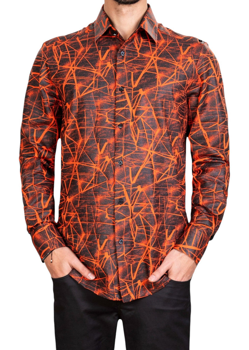 Orange Foiled "Mirror" Knit Shirt