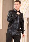 Black Foiled "Mirror" Knit Shirt
