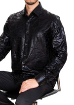 Black Foiled "Mirror" Knit Shirt