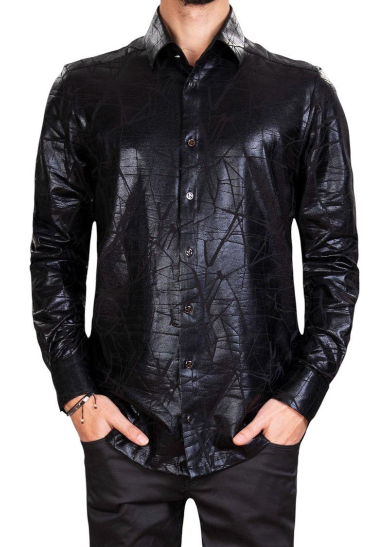 Black Foiled "Mirror" Knit Shirt