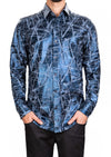 Blue Foiled "Mirror" Knit Shirt