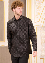 Black Checker Knit Shirt
