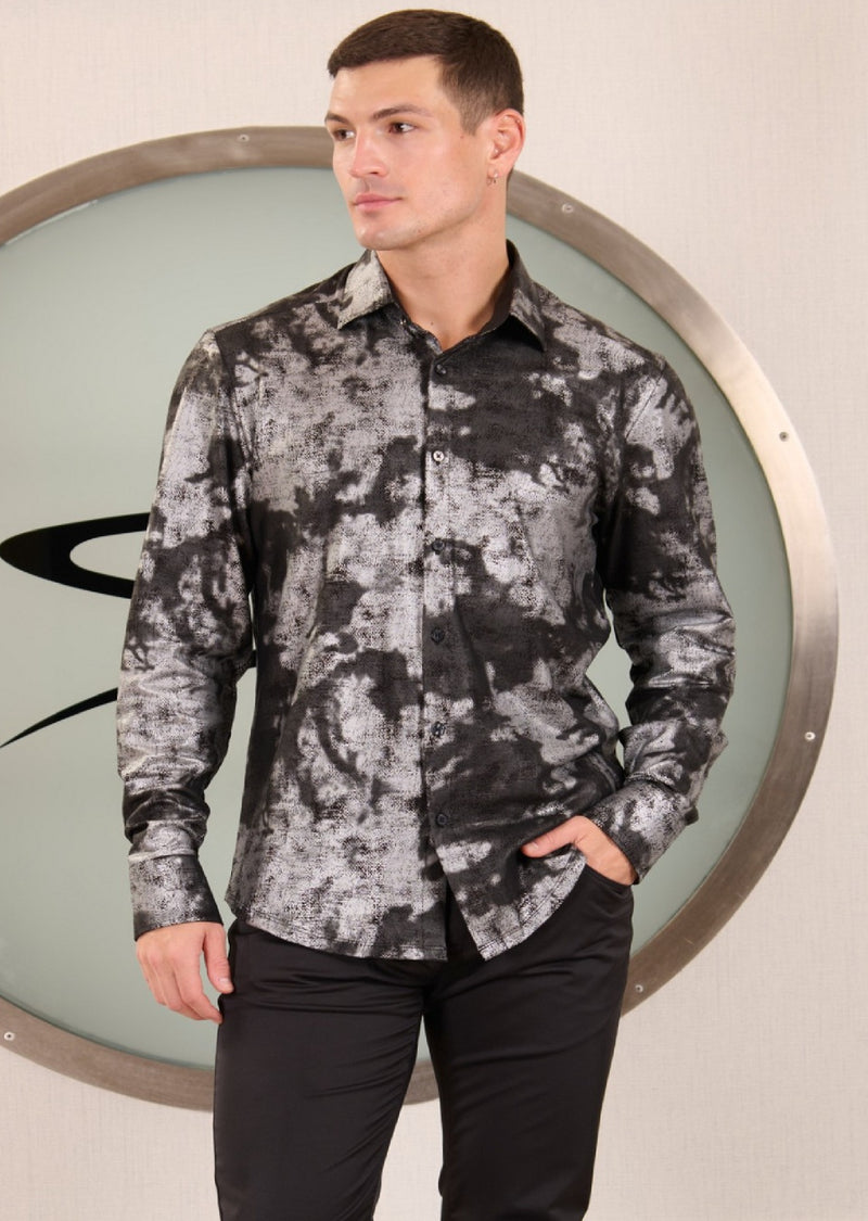 Black Silver Splash Knit Shirt