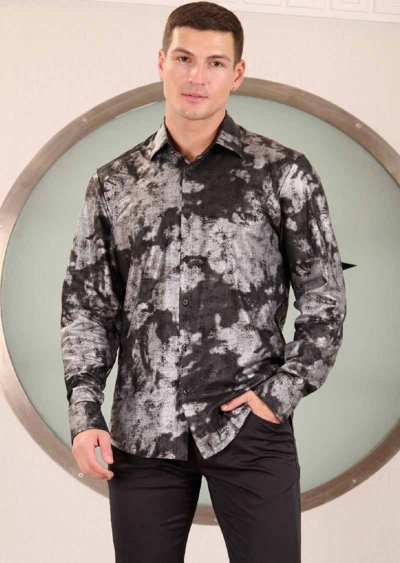 Black Silver Splash Knit Shirt