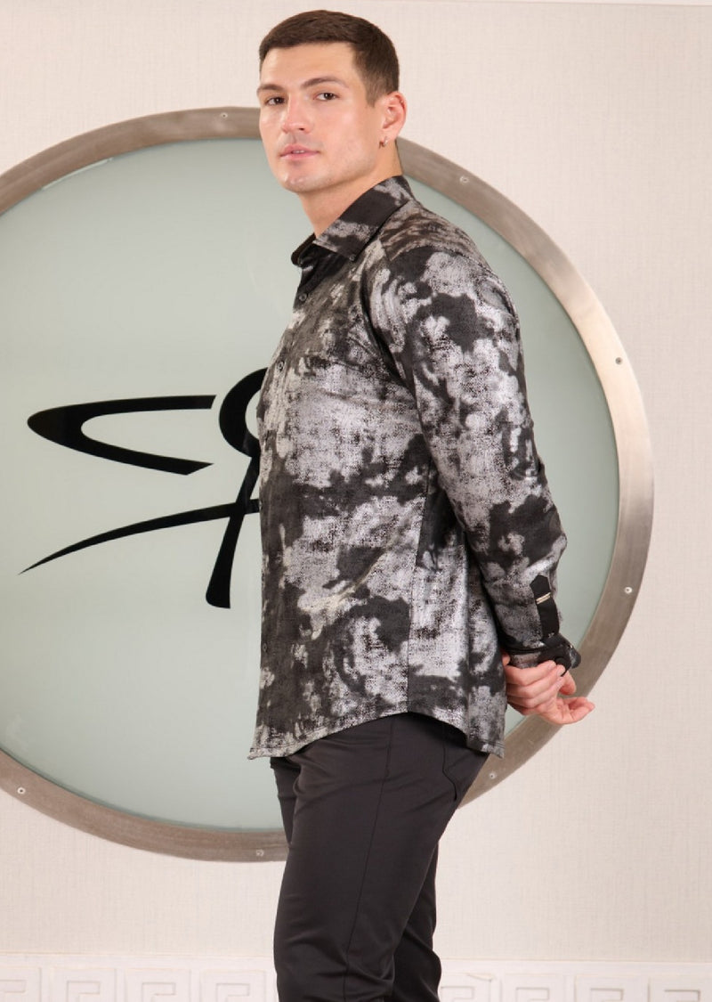 Black Silver Splash Knit Shirt