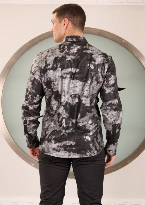 Black Silver Splash Knit Shirt