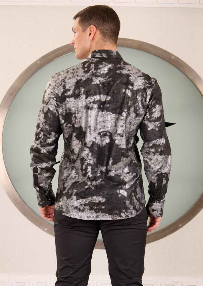 Black Silver Splash Knit Shirt
