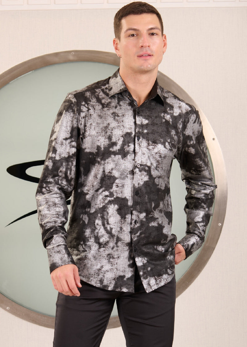 Black Silver Splash Knit Shirt