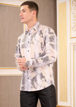 White Beige Snake Knit Shirt