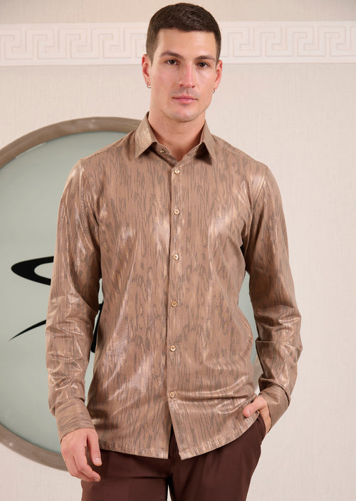 Beige Gold Brush Knit Shirt