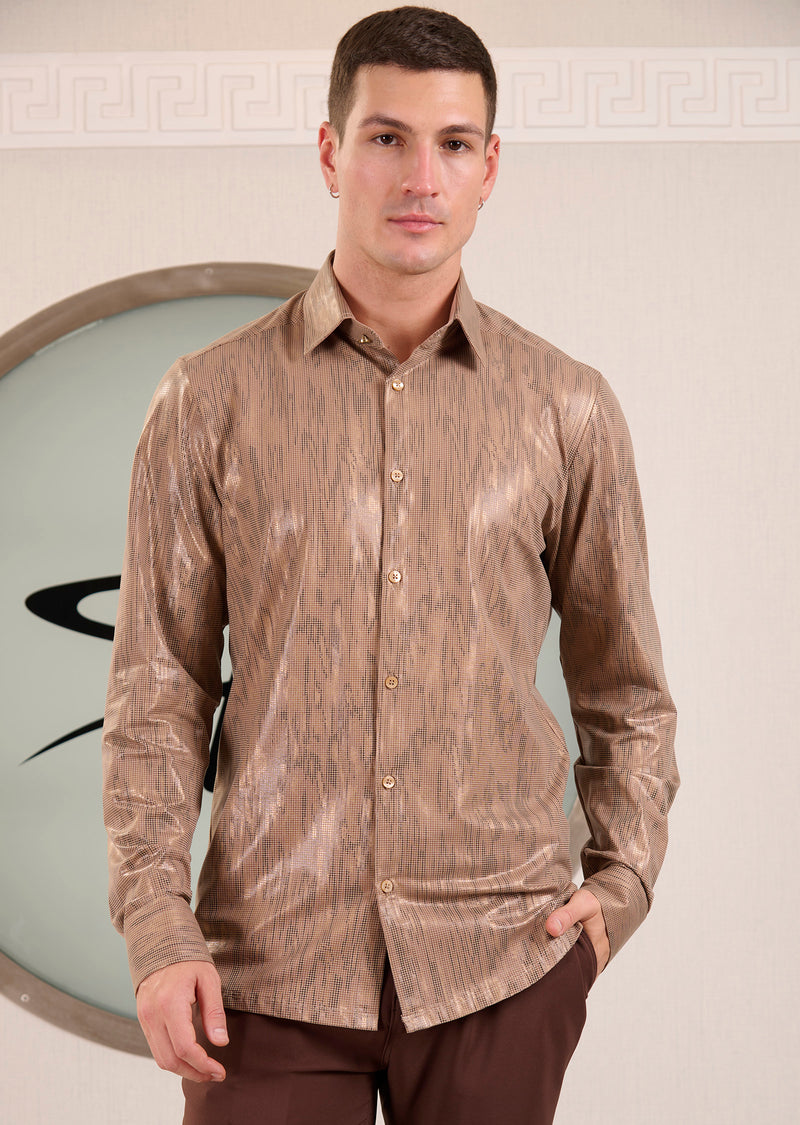 Beige Gold Brush Knit Shirt