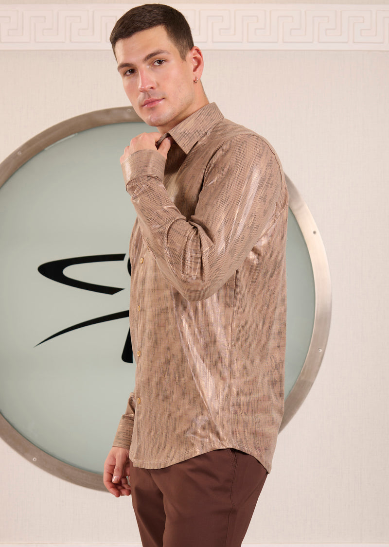 Beige Gold Brush Knit Shirt