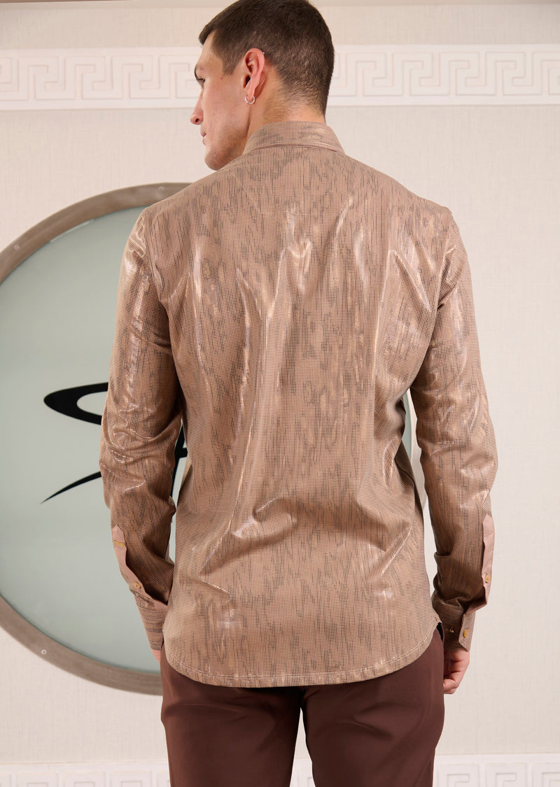 Beige Gold Brush Knit Shirt