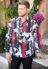 Red Free Style Art Silky Shirt