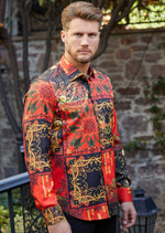 Red Paisley Abstract Silky Shirt
