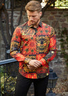 Red Paisley Abstract Silky Shirt