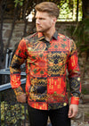 Red Paisley Abstract Silky Shirt