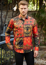 Red Paisley Abstract Silky Shirt