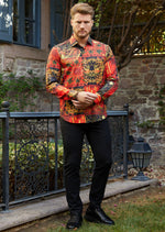 Red Paisley Abstract Silky Shirt