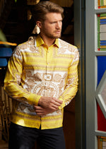 Yellow White Baroque Silky Shirt