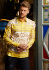 Yellow White Baroque Silky Shirt