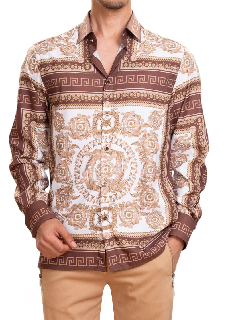 Brown Baroque Silky Shirt