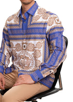 Purple Beige Baroque Silky Shirt