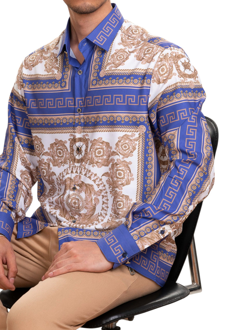 Purple Beige Baroque Silky Shirt