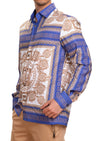 Purple Beige Baroque Silky Shirt