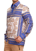 Purple Beige Baroque Silky Shirt