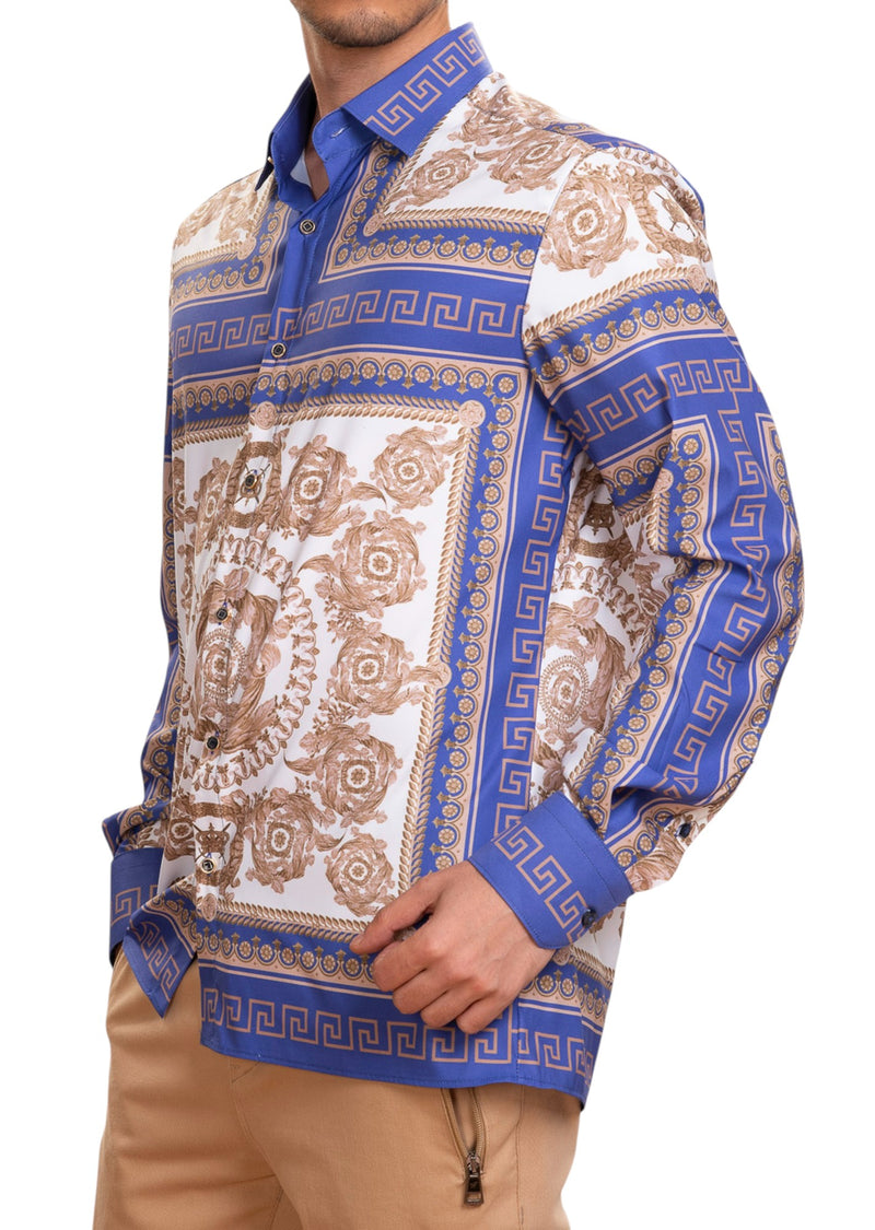 Purple Beige Baroque Silky Shirt