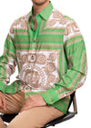 Green Beige Baroque Silky Shirt