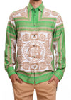 Green Beige Baroque Silky Shirt