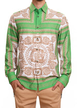 Green Beige Baroque Silky Shirt