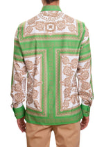 Green Beige Baroque Silky Shirt
