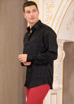 Black Geometric Jacquard Shirt