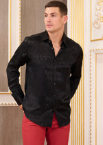 Black Geometric Jacquard Shirt