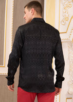 Black Geometric Jacquard Shirt