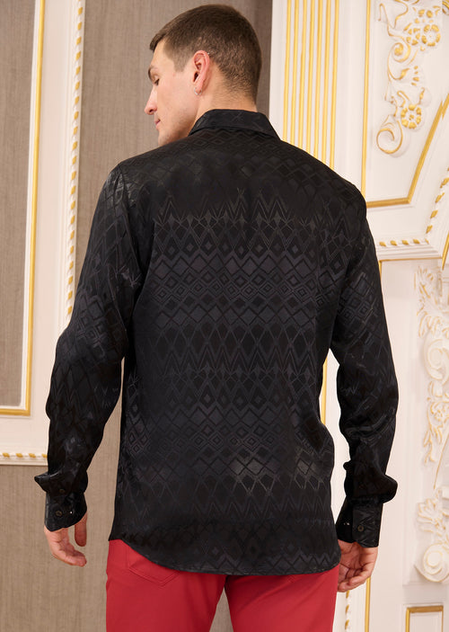 Black Geometric Jacquard Shirt