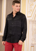 Black Geometric Jacquard Shirt