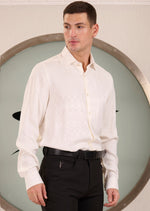 White Geometric Jacquard Shirt