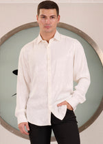 White Geometric Jacquard Shirt