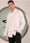 White Geometric Jacquard Shirt