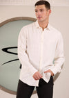 White Geometric Jacquard Shirt