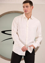White Geometric Jacquard Shirt