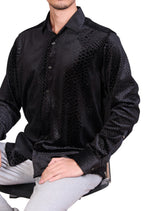 Black Emboss Snake Velvet Shirt