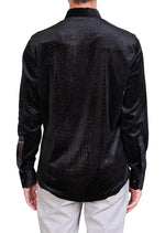Black Emboss Snake Velvet Shirt