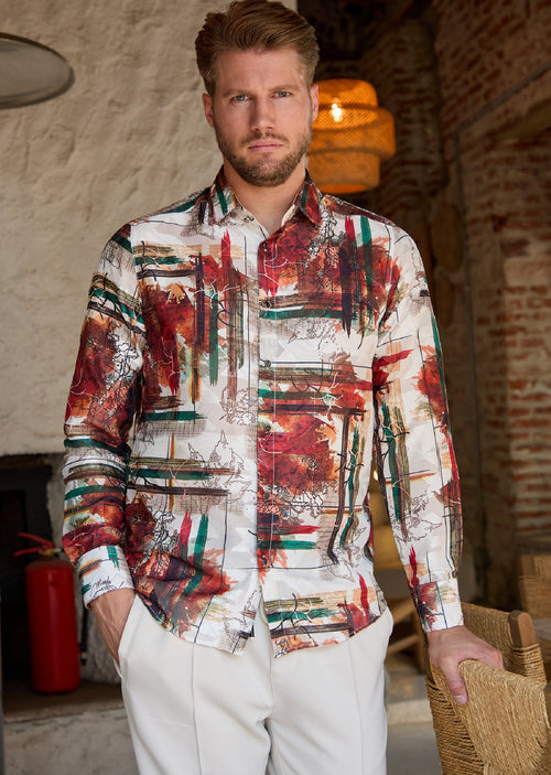 White Green Brush Lace Shirt