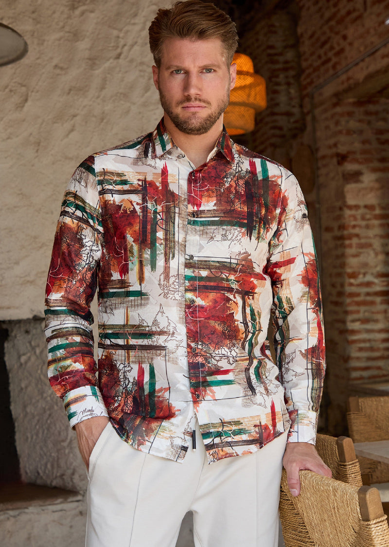 White Green Brush Lace Shirt